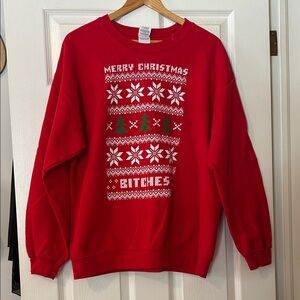 Gildan Red Merry Christmas Sweatshirt